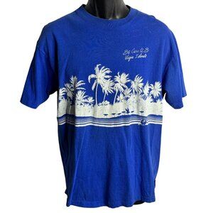 Vintage 80s Virgin Islands Crewneck T Shirt XL Blue Single Stitch Short Sleeves